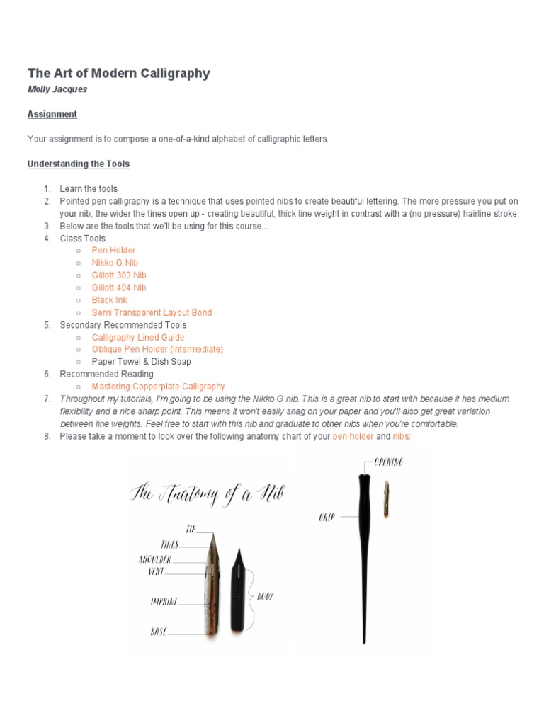 Molly Jacques: Calligraphy Basics | PDF | Pen | Calligraphy