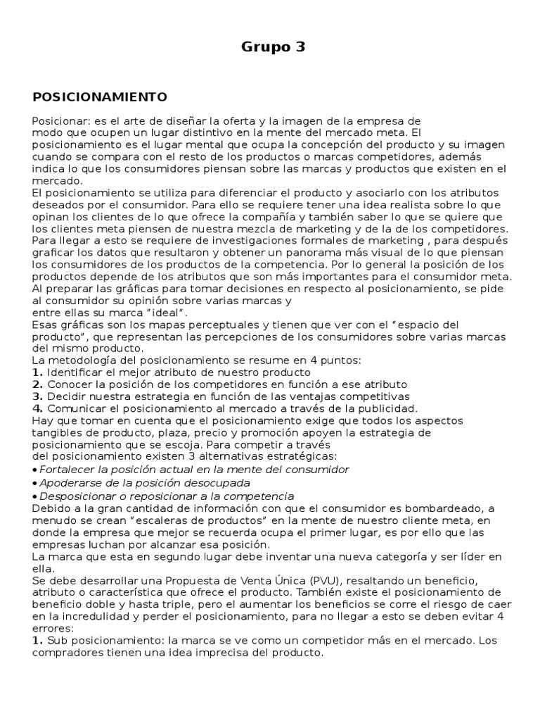 Estrategias de Posicionamiento en Marketing | PDF | Marketing ...
