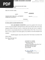 City of NY v. Verizon - Summons & Complaint
