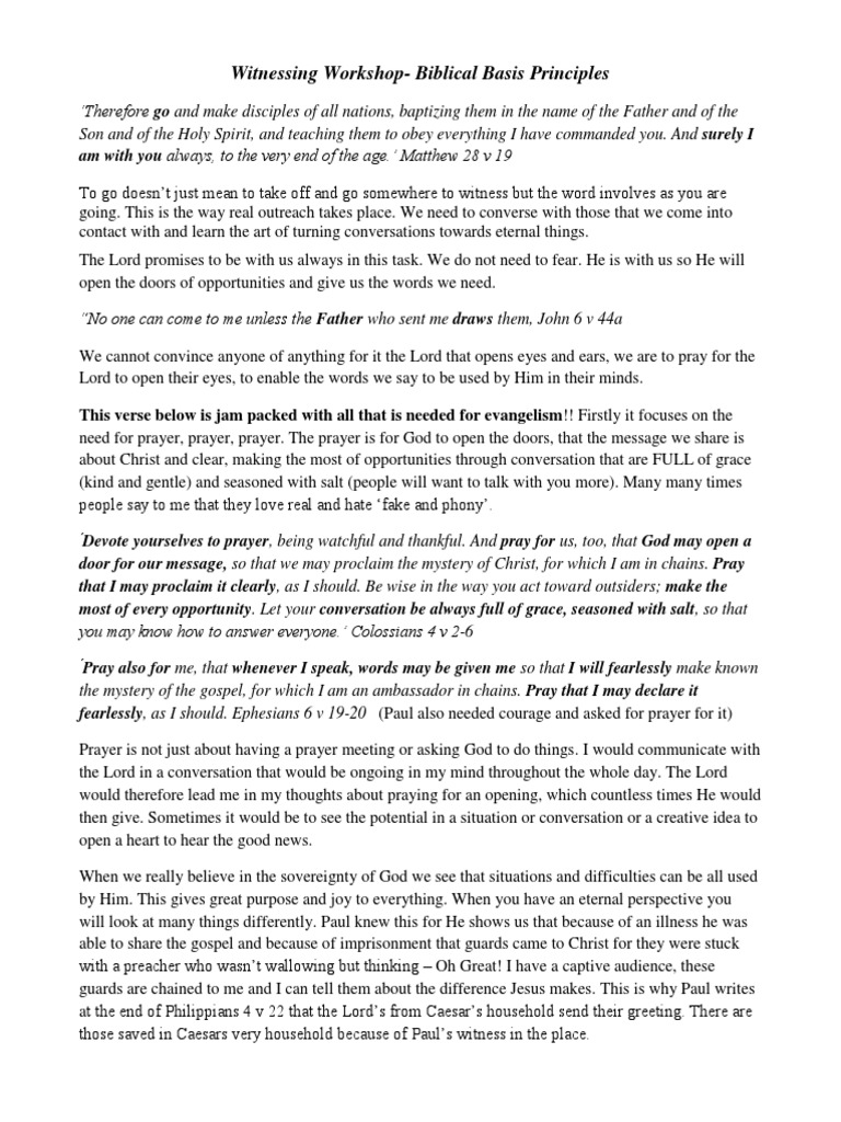 Biblical Principles for Witnessing | PDF | The Gospel | Prayer