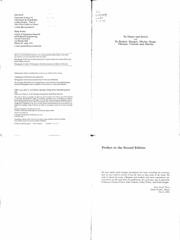 Jacod Protter Probability Essentials PDF | PDF