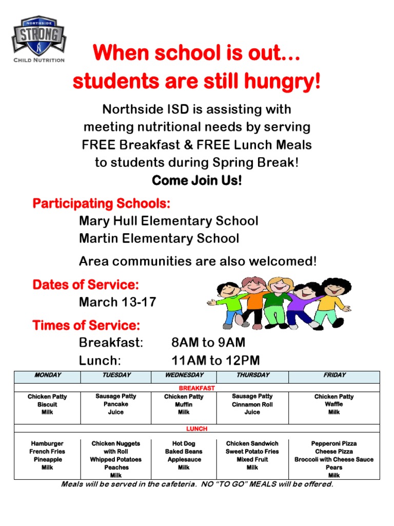 Free Spring Break Meals for Students | PDF