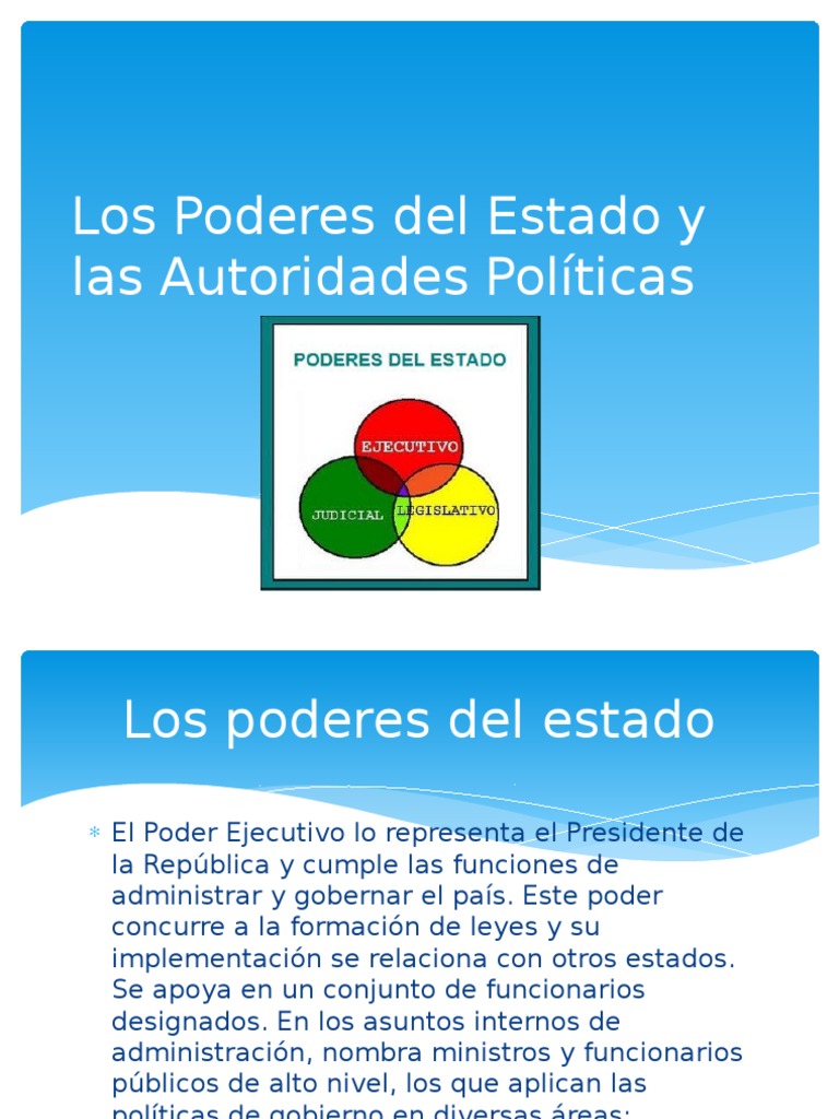 Los Poderes Del Estado y Las Autoridades Políticas | PDF | Separación ...