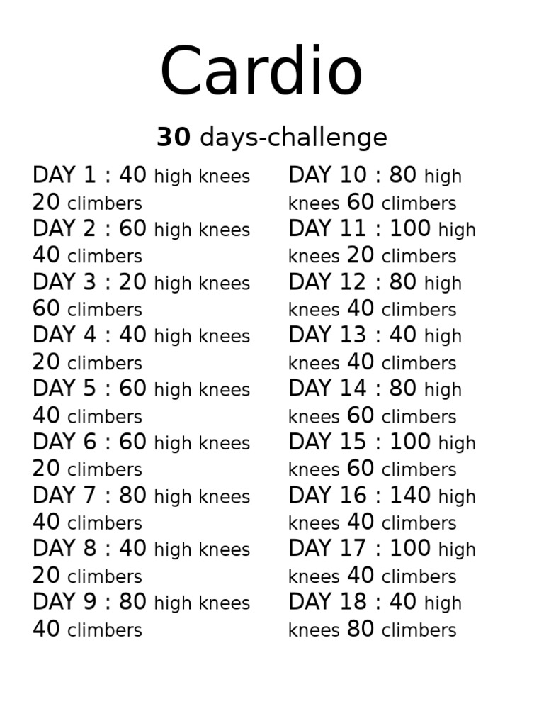 30-Day Cardio Challenge Plan | PDF