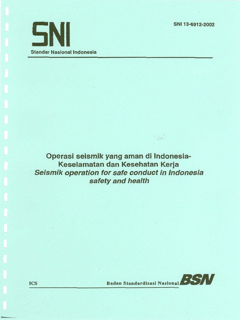 SNI 13 6912 2002 Operasi Seismik Yang Aman Di Indonesia
