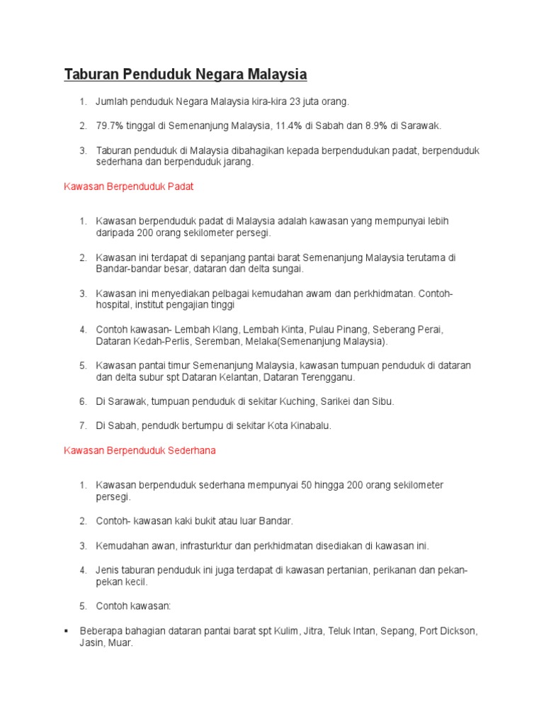 Nota Bab 7taburan Penduduk Negara Malaysia Pdf
