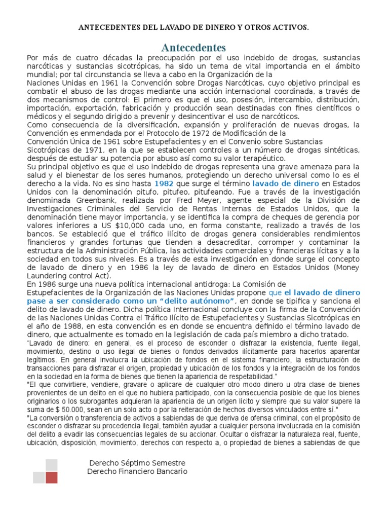 Antecedentes del Lavado de Dinero | PDF | Guatemala | Lavado de dinero