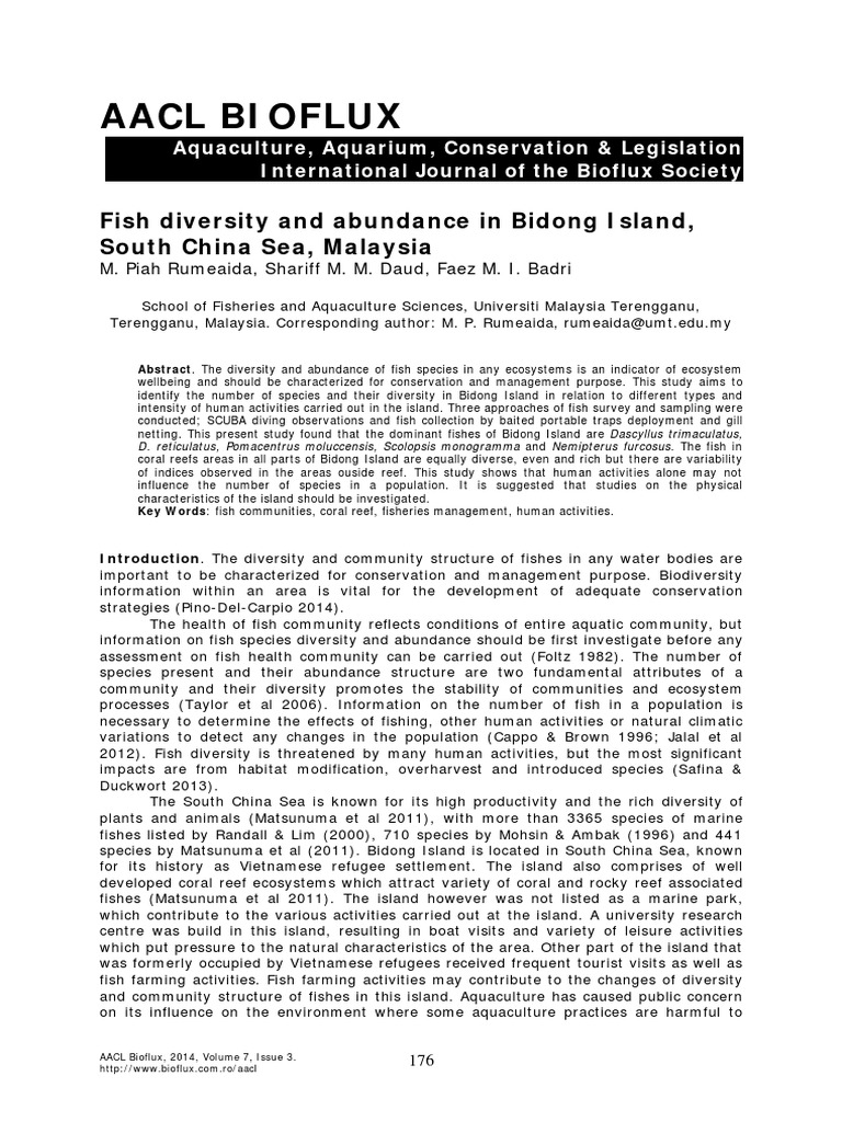 Fish Diversity in Bidong Island, Malaysia | PDF | Coral Reef | Biodiversity
