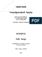 Komitas-Armenian Song Piano - Clarinet Full - Score PDF