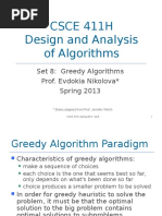 CSCE 411H Design and Analysis of Algorithms: Set 8: Greedy Algorithms Prof. Evdokia Nikolova Spring 2013