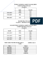 Sagar Public School Class X Timetables and Exam Schedule