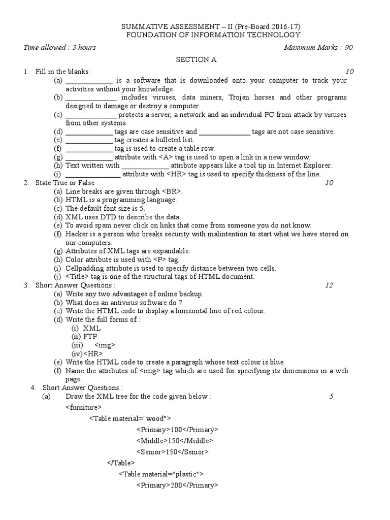 Summative Assessment II | PDF | Html Element | Html