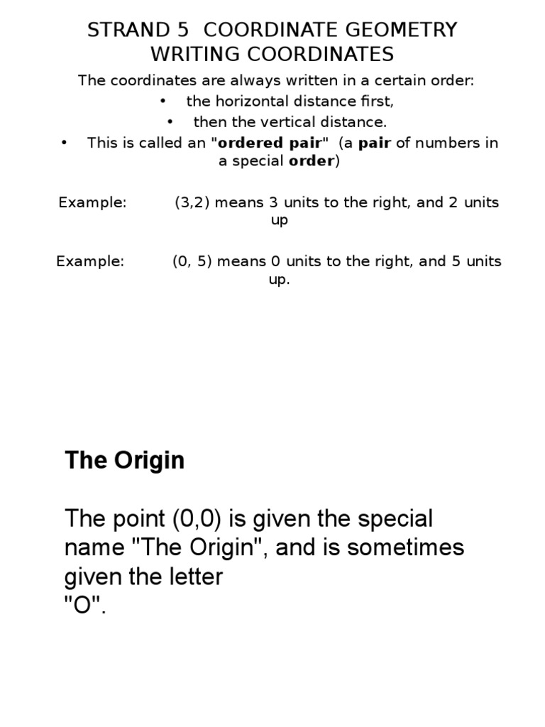 Strand 5 Coordinate Geometry Writing Coordinates | PDF