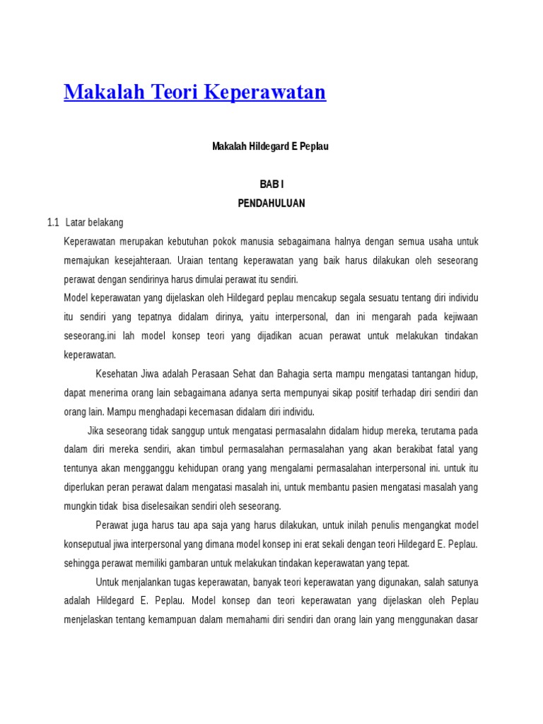Makalah Teori Keperawatan Peplau PDF