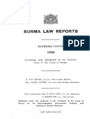 Burma Law Reports 1956 | PDF | Plea | Lawsuit