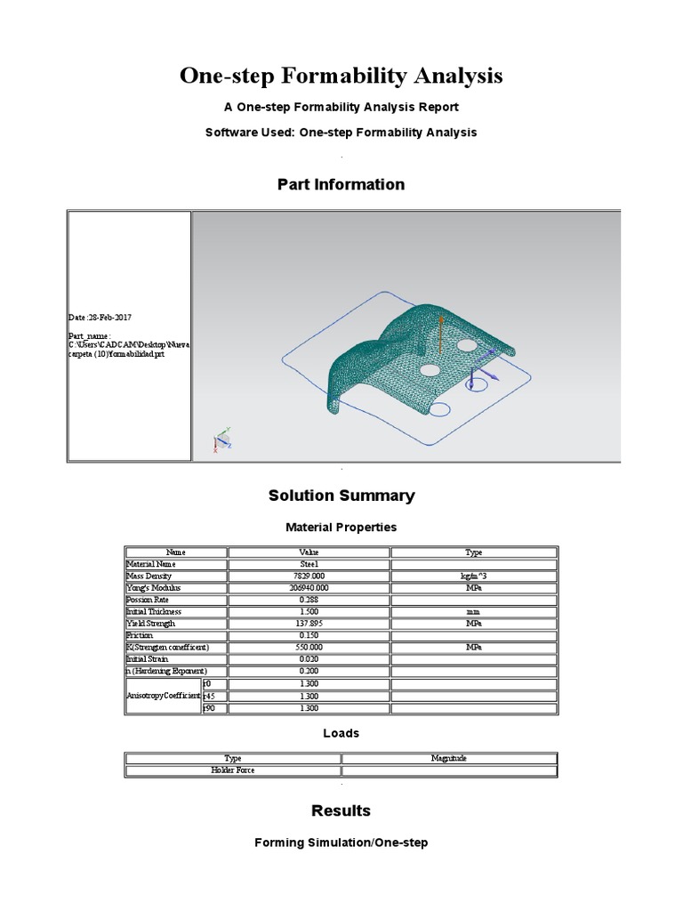 One-step Formability Analysis Report | PDF