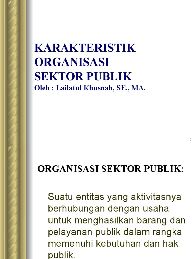 Karakteristik Organisasi  Sektor Publik  Karakteristik Organisasi  Sektor Publik