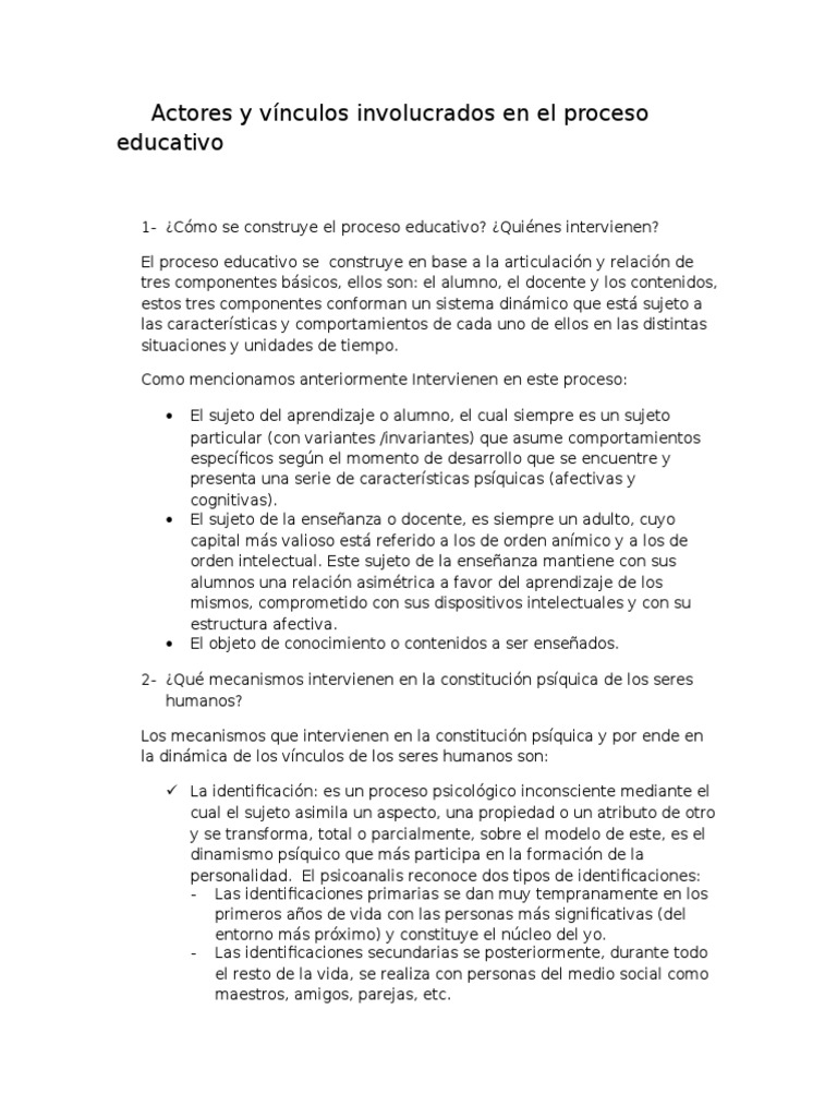 Actores en el Proceso Educativo | PDF | Psique (psicología) | Adultos