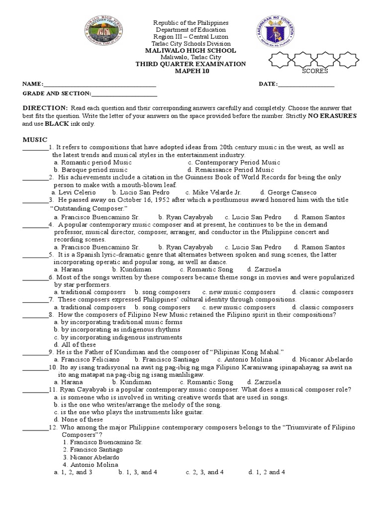 Third Quarter Exam Mapeh grade 10 Global Health Hiv/Aids