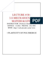 Lecture #30: 3.11 Mechanics of Materials F03: - Plasticity of Polymers Ii