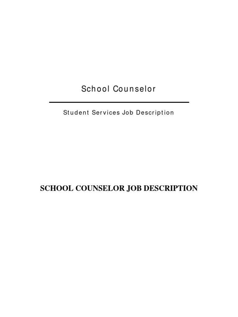School Counselor Job Description PDF School Counselor Schools