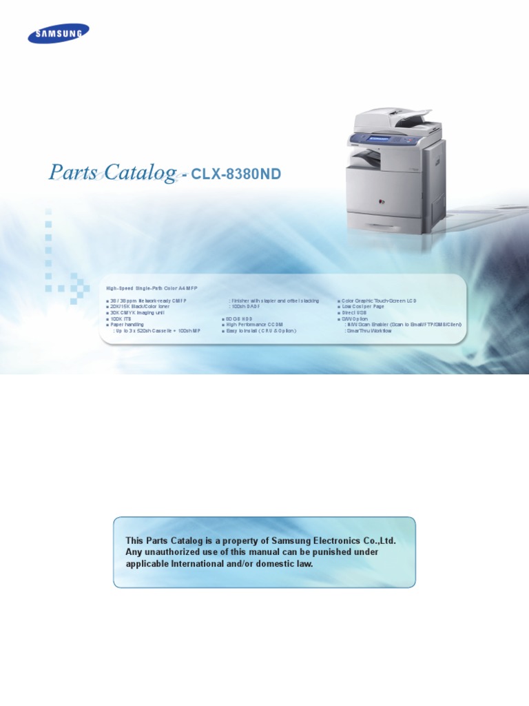 Samsung CLX-8380ND Parts Catalog | PDF | Digital Technology | Computing