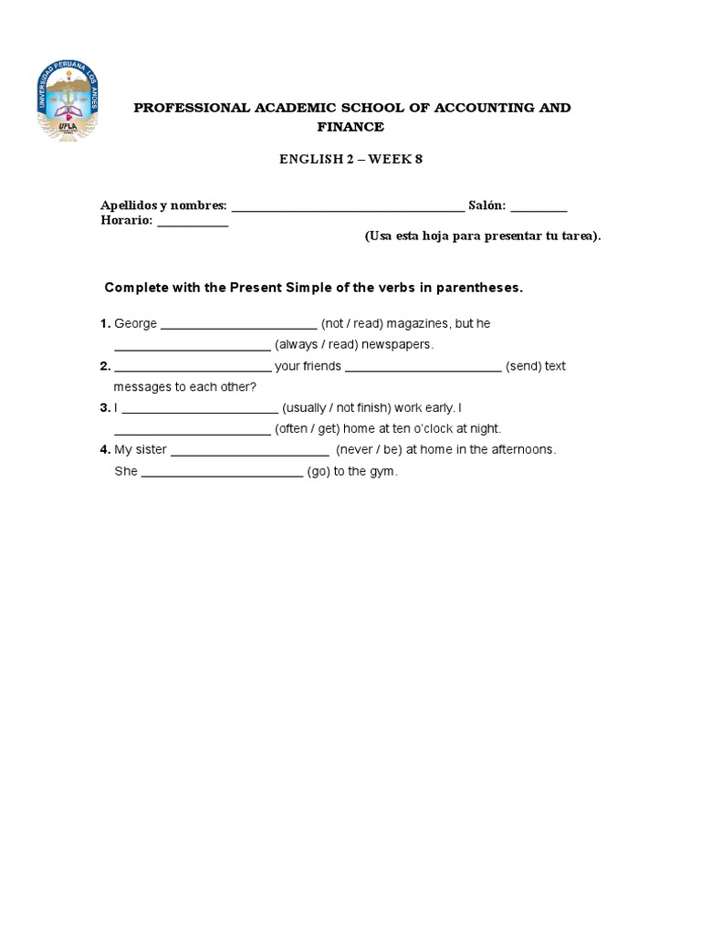 Present Simple Verb Exercises | PDF | Language Arts & Discipline ...