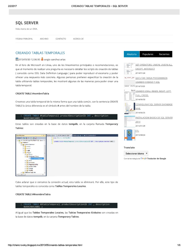 Creando Tablas Temporales SQL Server PDF