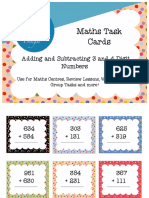 Maths Task Cards: Adding and Subtracting 3 and 4 Digit Numbers