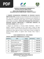 Aviso de Publicação Resultado Preliminar Semed 003 2017