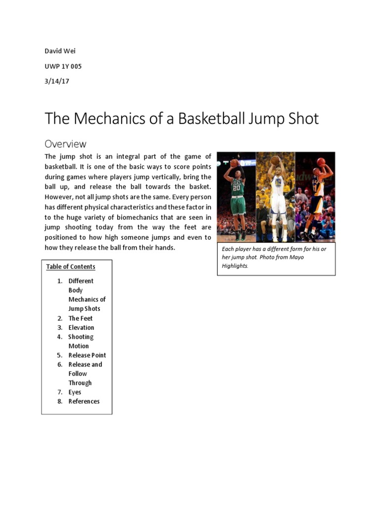 Jump Shot Mechanics Draft 3 PDF Basketball Positions National