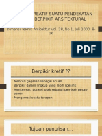 Berpikir Kreatif Suatu Pendekatan Menuju Berpikir Arsitektural M