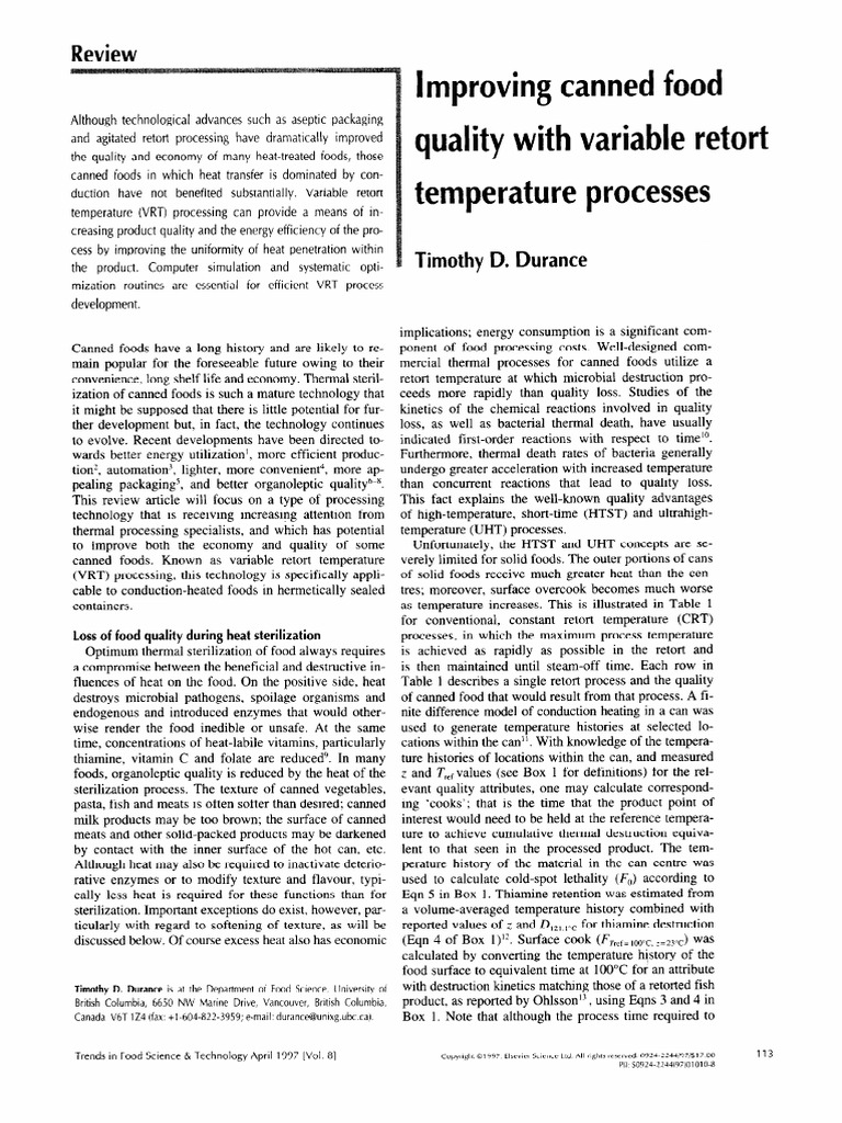 Improving Canned Food Quality With Variable Retort Temperature ...