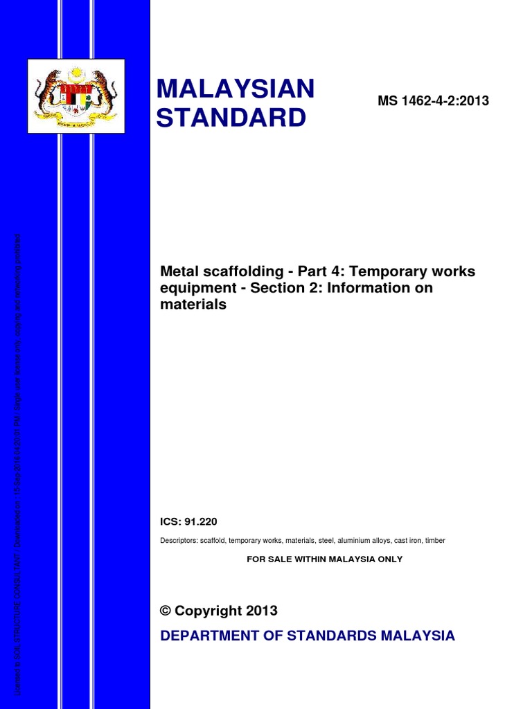 MS 1462-4-2-2013 Soil | PDF | Scaffolding | Standardization