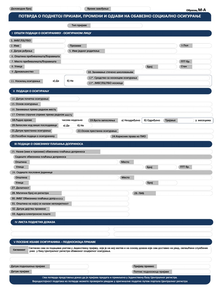 M-A Obrazac | PDF