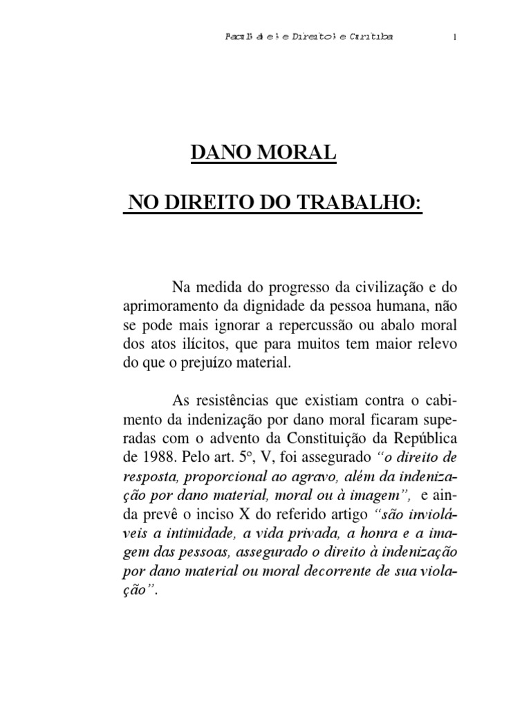 Dano Moral no Processo do Trabalho.pdf Justiça Crime e justiça