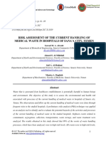 Risk Assessment of The Current Handling of Medical Waste in Hospitals of Sana City, Yemen