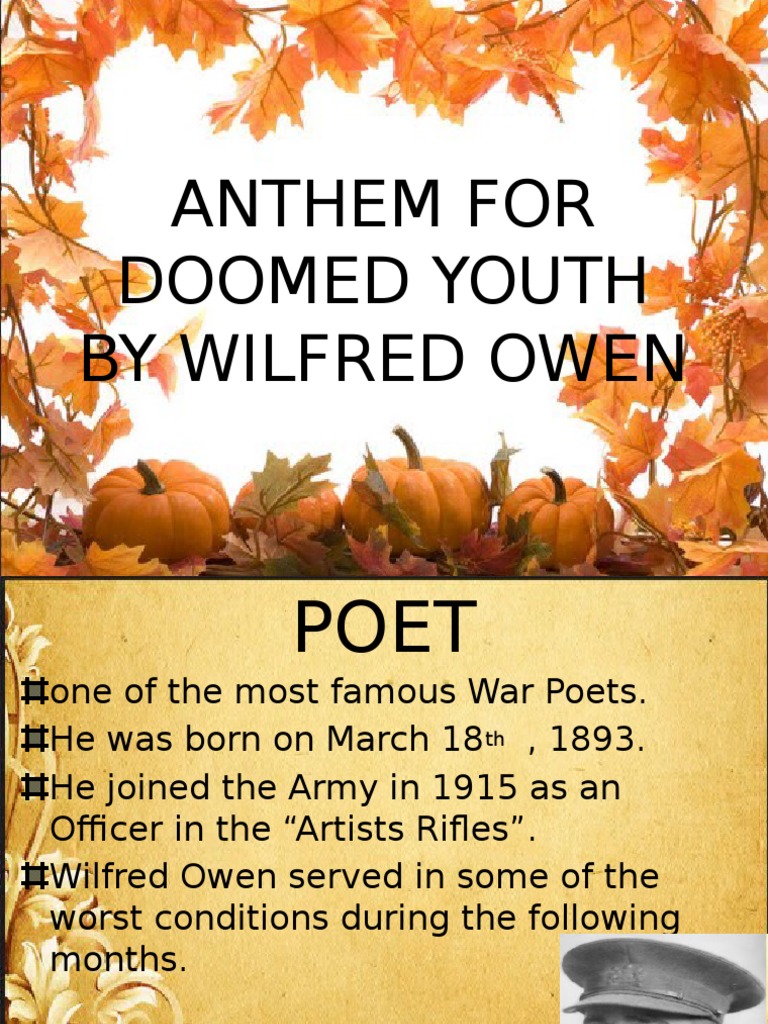 Anthem for Doomed Youth Poetry