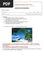 Avaliação II - 6o. Ano - 1 Bim Com Gabarito