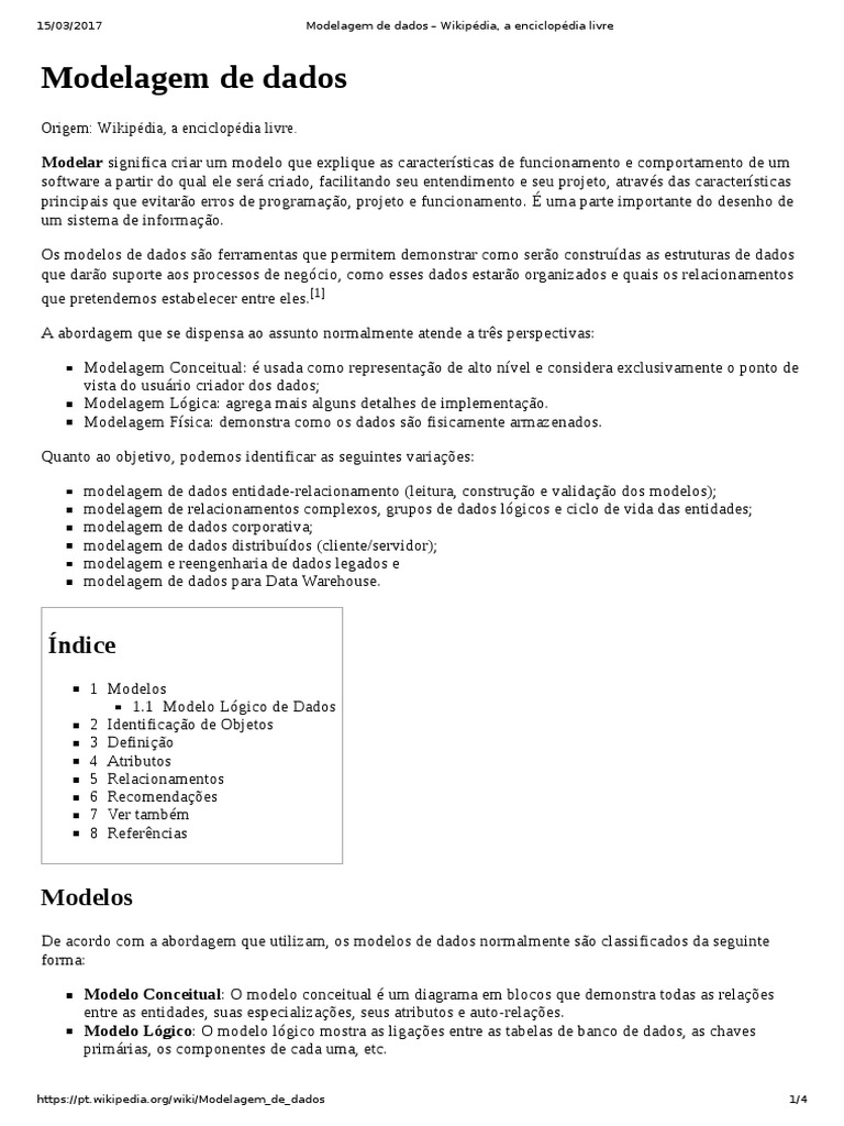 Modelagem de Dados | PDF | Modelo de dados | Dados