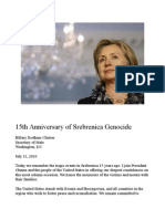 Srebrenica Genocide: US Secretary of State Hillary Clinton Joins President Obama in Honoring 15th Anniversary of Srebrenica Genocide