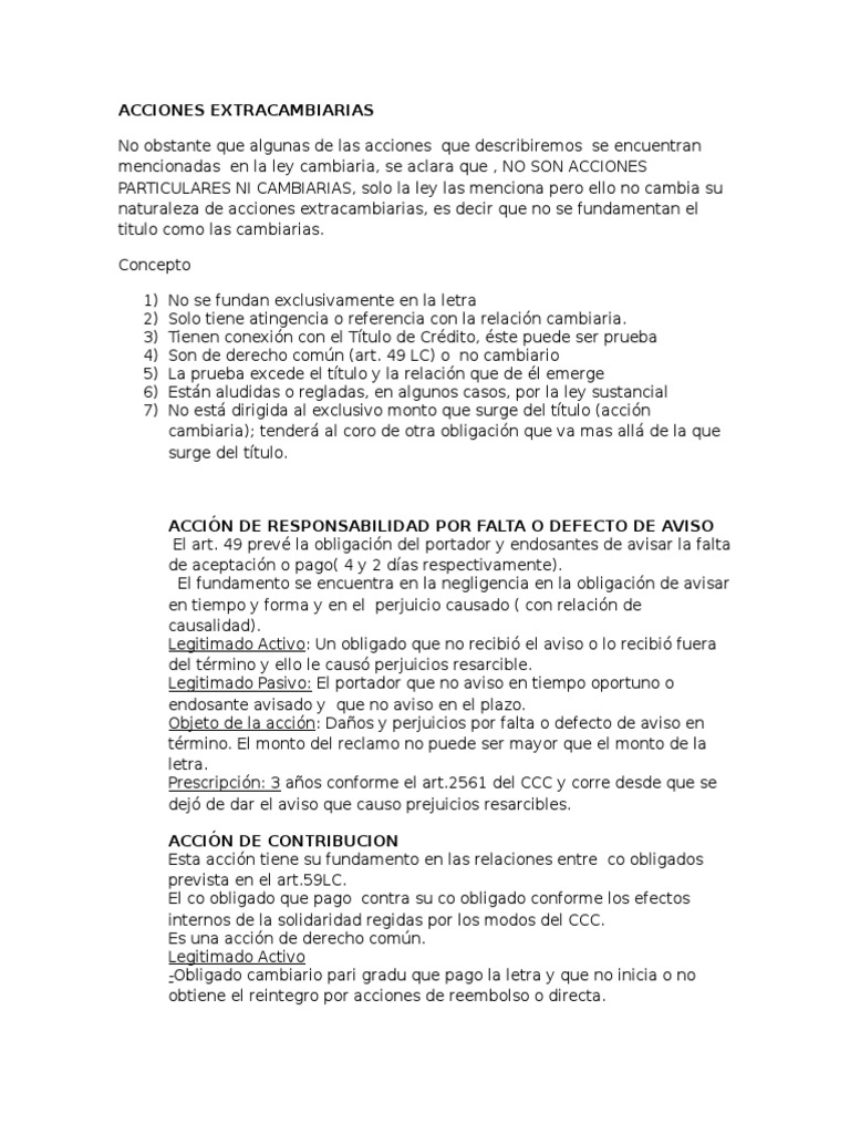 Acciones extracambiarias