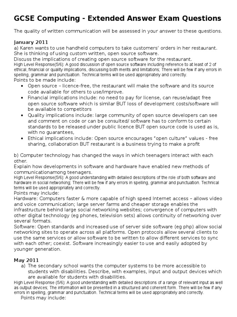 Mixed Extended Questions - 6 Markers ANSWERS | PDF | Internet Privacy ...