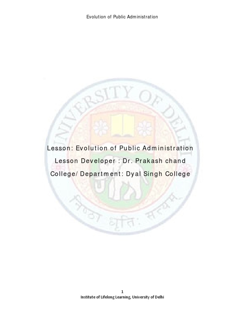 Evolution of Public Administration | PDF | Public Administration ...