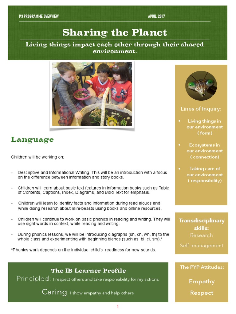 Sharing The Planet Overview 2017 | PDF | Phonics | Epistemology
