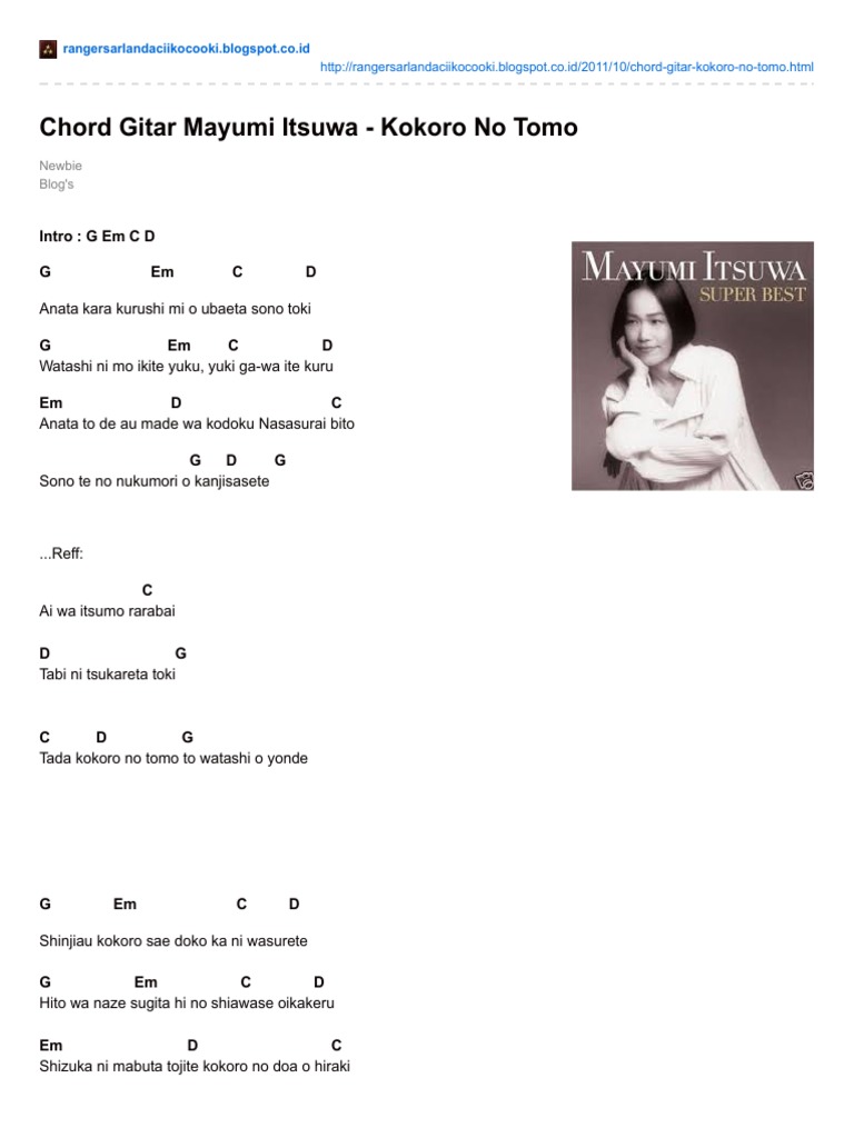 Chord Gitar Mayumi Itsuwa Kokoro No Tomo 2