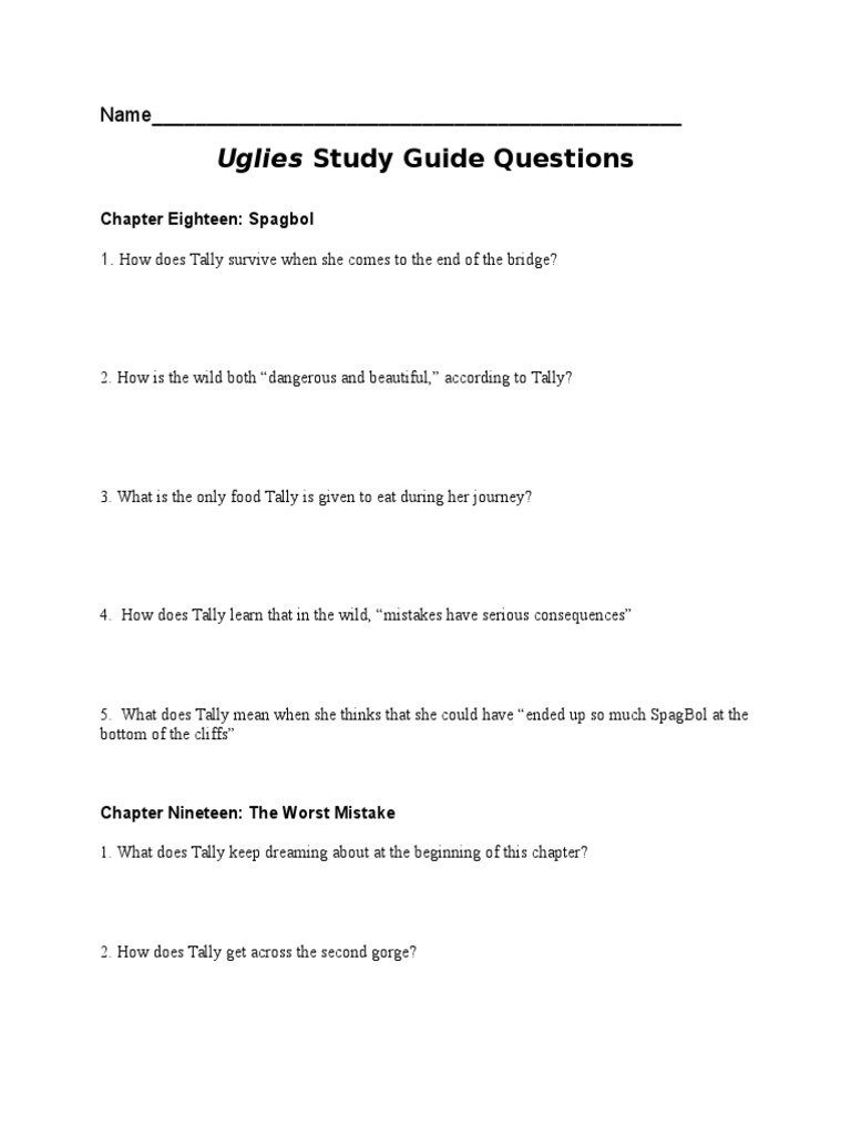 Uglies Questions 1820 PDF