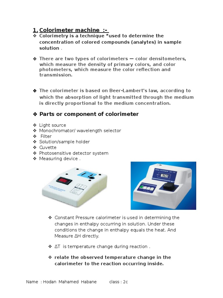Colorimeter 1 PDF Absorbance Scientific Observation