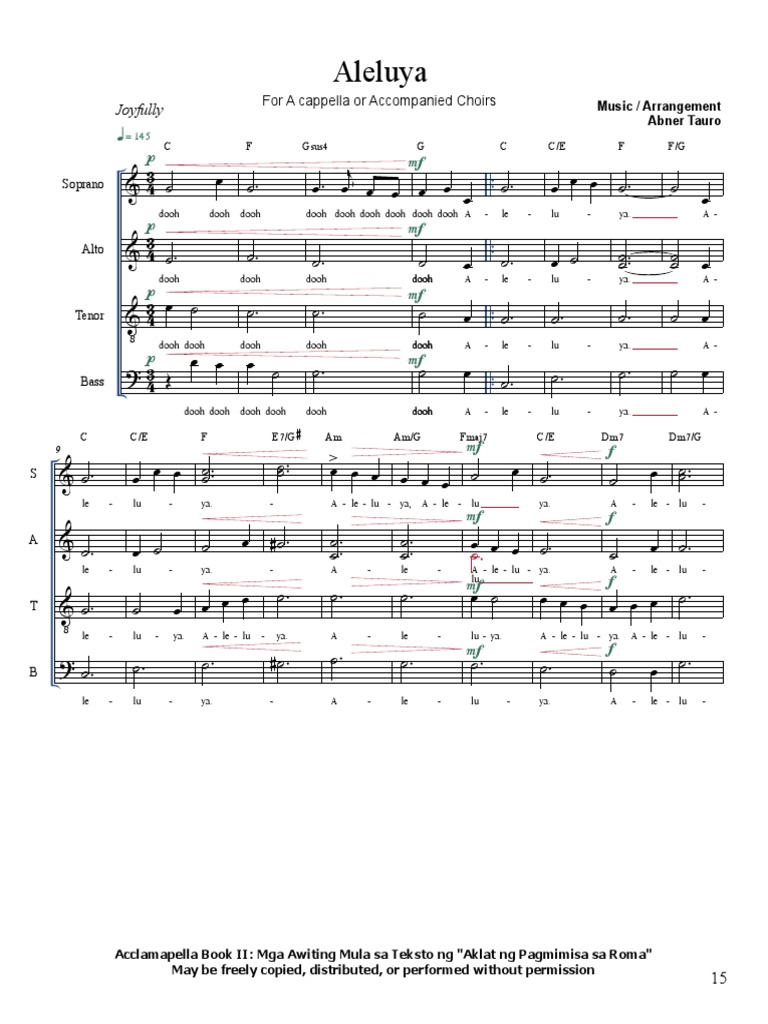 Aleluya SATB A Cappella | PDF | Choir | Singing
