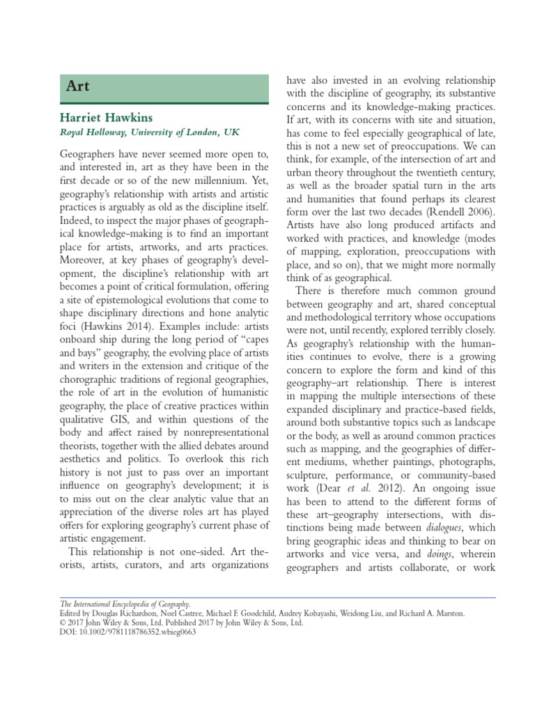 Art in The International Encyclopedia of Geography PDF Geography Landscape